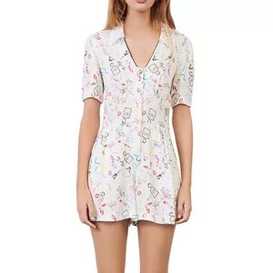 Maje Icake Paris Printed Lace Collar Romper US 4 $340